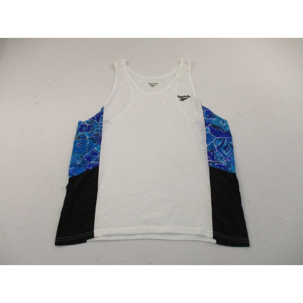 Reebok Tank Top Mens XL White Vintage 90s Mesh Geometric Made in USA Utility